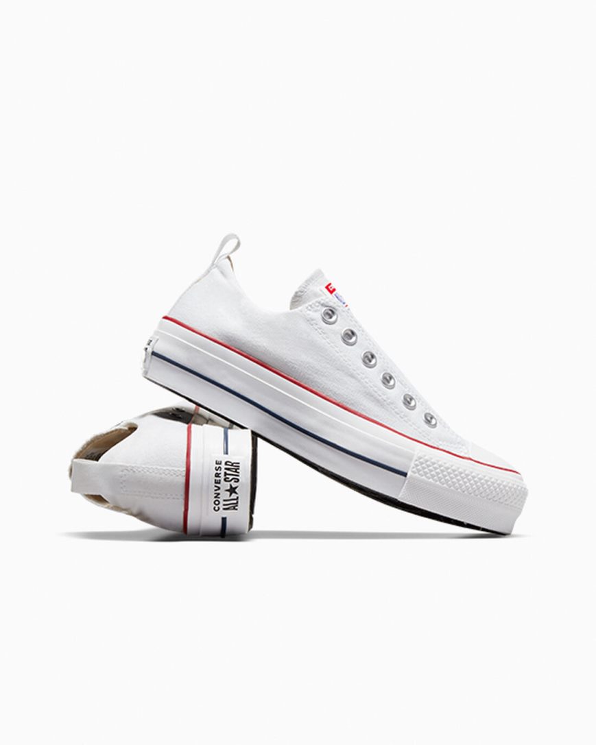 Topanky Na Platforme Converse Chuck Taylor All Star Lift Slip Nizke Damske Biele Červené Modre | SK FH5AB3